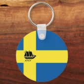 Schwedische Flagge mit Wikingschiff skandinavisch Schlüsselanhänger (Vorderseite)