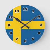 Schwedische Flagge - Runde Wanduhr (Vorderseite)