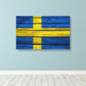 Schwedische Flagge Rustikales Holz Leinwanddruck (Insitu (Holzboden))