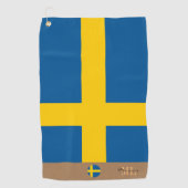 Schwedische Flagge & Schweden, mit Monogramm / Gol Golfhandtuch (Vorderseite)