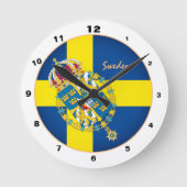 Schwedische Flagge & Schweden Trendmode /Design Runde Wanduhr (Vorderseite)
