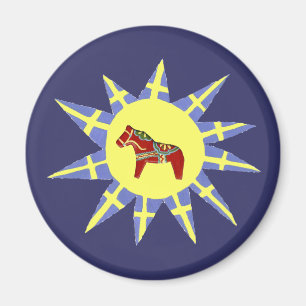 Schwedische Flagge und Dala Horse Magnet