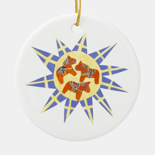 Schwedische Flagge und Dala Horses Ornament (Vorne)