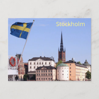 Schwedische Flagge und Riddarholm Church, Stockhol Postkarte