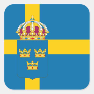 Schwedische Flagge und Wappen, Flagge Schwedens Quadratischer Aufkleber