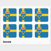 Schwedische Flagge und Wappen, Flagge Schwedens Quadratischer Aufkleber (Blatt)