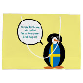 Schwedische Flagge - Vortrag von Frau Penguin Pers Große Geschenktüte (Rückseite)