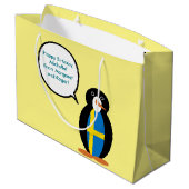 Schwedische Flagge - Vortrag von Frau Penguin Pers Große Geschenktüte (Rückseite Schrägansicht)