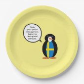 Schwedische Flagge - Vortrag von Frau Penguin Pers Pappteller (Vorderseite)