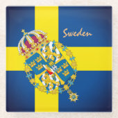 Schwedische Flagge, Wohngestaltung/Sport Glasuntersetzer (Vorderseite)