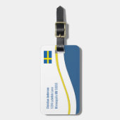 Schwedische Flaggen-Gewohnheit personalisiert Gepäckanhänger (Vorderseite vertikal)
