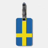 Schwedische Flaggen-Gewohnheit personalisiert Gepäckanhänger (Rückseite vertikal)