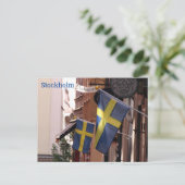 Schwedische Flaggen in Stockholms Altstadt Postkarte (Stehend Vorderseite)