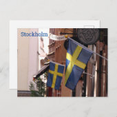Schwedische Flaggen in Stockholms Altstadt Postkarte (Vorne/Hinten)