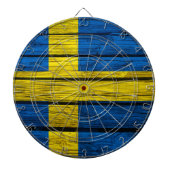 Schwedische Flaggen-rustikales Holz Dartscheibe (vorne)