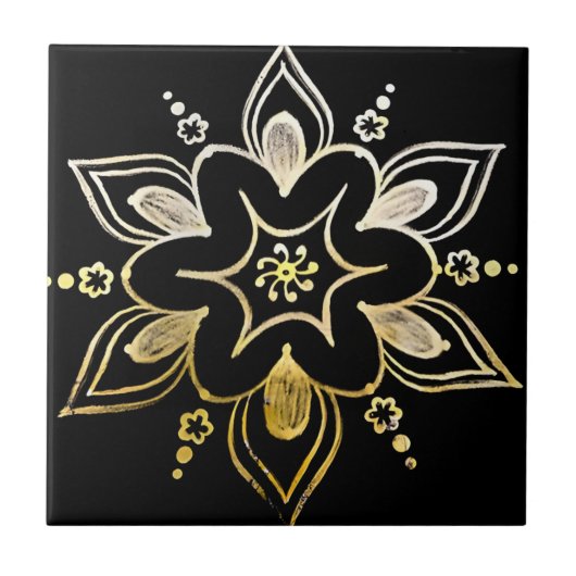 Schwedische Fliesen, moderne gelbe Blumen Fliese (Vorderseite)