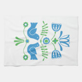 Schwedische Folk Art Blue Birds und Blume Geschirrtuch (Horizontal)
