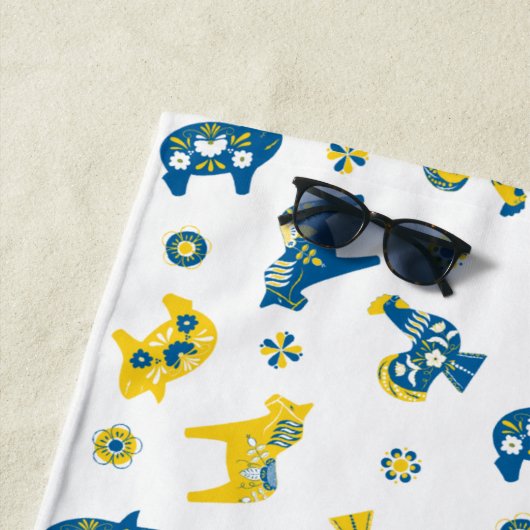 Schwedische Folk Dala Animals Strandtuch (Beispiel)