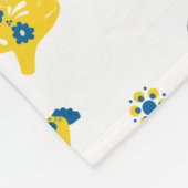 Schwedische Folk Dala Farm Animals l blau und gelb Fleecedecke (Ecke)