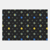 Schwedische Folk Dala Farm Animals l blau und gelb Geschenkpapier Set (Vorderseite 3)