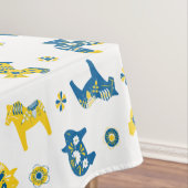 Schwedische Folk Dala Farm Animals l blau und gelb Tischdecke (Beispiel)