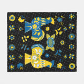 Schwedische Folk Dala Rooster Fleecedecke (Vorderseite (Horizontal))