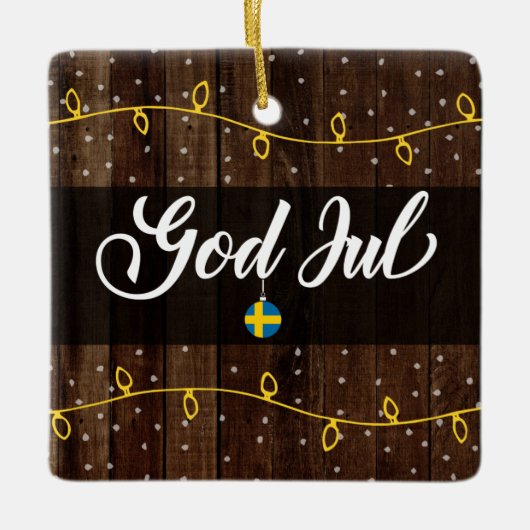 Schwedische frohe Weihnachten, Schweden, Gott Jul Keramikornament (Vorderseite)