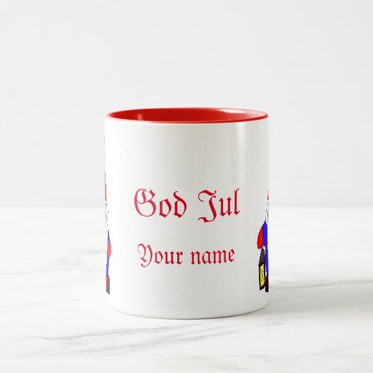 Schwedische Gnome Tomten Zweitone-Kaffee-Tasse Zweifarbige Tasse (Mittel)