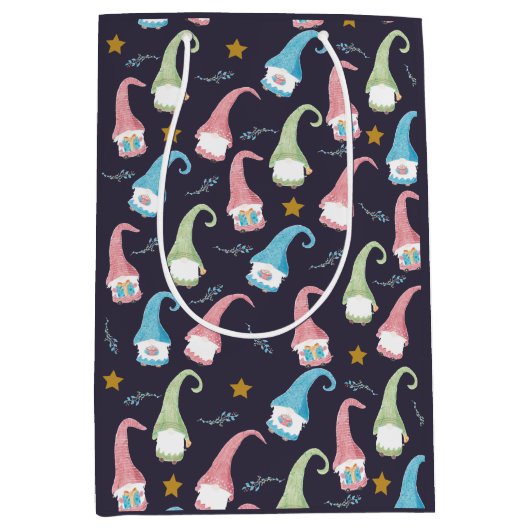 Schwedische Gnomes-Muster-Geschenk-Tasche Mittlere Geschenktüte (Vorderseite)