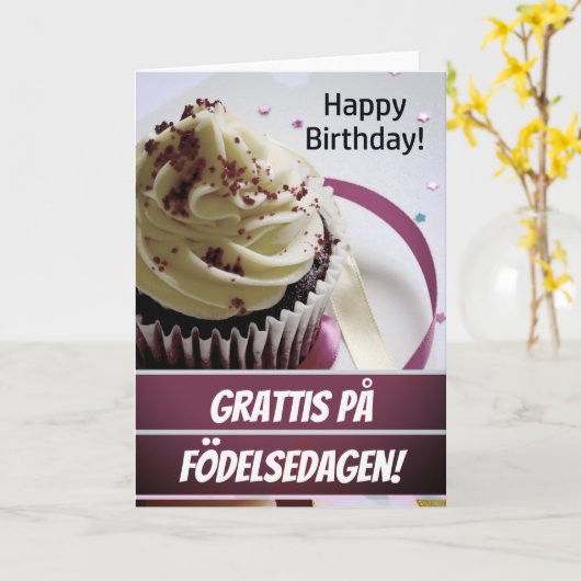 Schwedische Happy Birthday Card / Grattiskort Karte (Gelbe Blume)