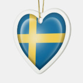 Schwedische Herz-Flagge auf Weiß Keramikornament (Links)