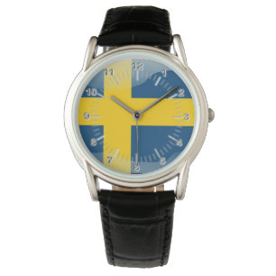 Schwedische Hochglanzflagge Armbanduhr