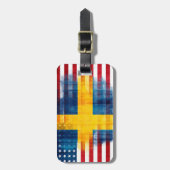 Schwedische hölzerne Namensadresse der Flagge-| Gepäckanhänger (Vorderseite vertikal)