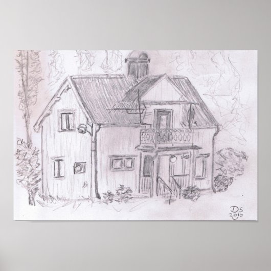 Schwedische Hütte Poster (Vorne)