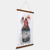 Schwedische Hütte Wandteppich Mit Holzrahmen (Gewinkelt)