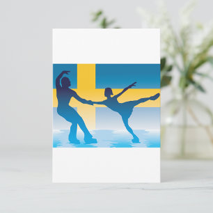 Schwedische Ice Skaten Duo Silhouette Einladung