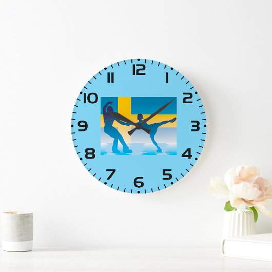 Schwedische Ice Skaten Duo Silhouette Große Wanduhr