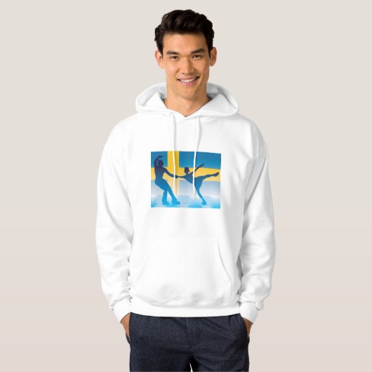Schwedische Ice Skaten Duo Silhouette Hoodie (Vorne ganz)