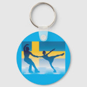 Schwedische Ice Skaten Duo Silhouette Schlüsselanhänger (Vorderseite)