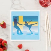 Schwedische Ice Skaten Duo Silhouette Serviette (Beispiel)