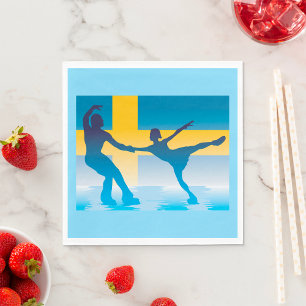 Schwedische Ice Skaten Duo Silhouette Serviette