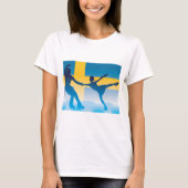 Schwedische Ice Skaten Duo Silhouette T-Shirt (Vorderseite)
