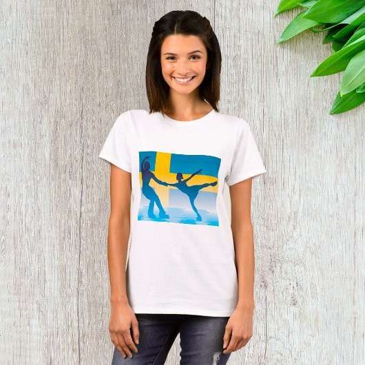 Schwedische Ice Skaten Duo Silhouette T-Shirt