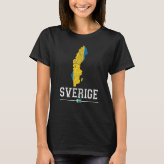 Schwedische Karte und Flagge Souvenir Abgenutzt S T-Shirt