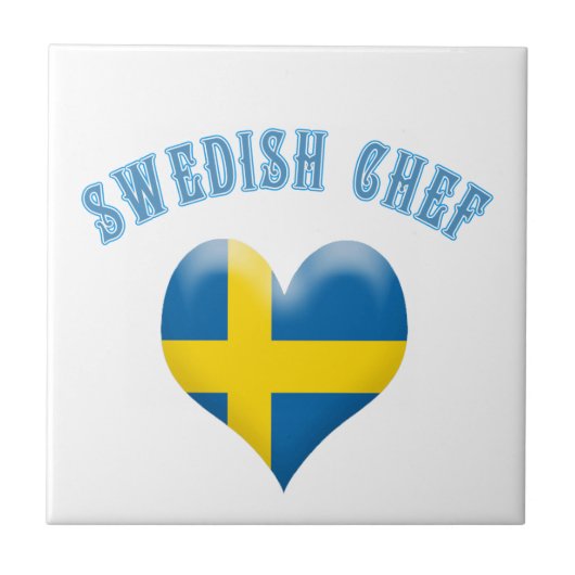 Schwedische Koch Heart Shaped Flag Schweden Fliese (Vorderseite)