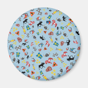 Schwedische Kulturartikel mit blauem Hintergrund Magnet