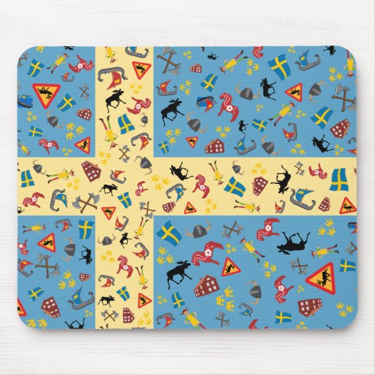 Schwedische Kultureinzelteile mit Flagge Mousepad (Vorne)