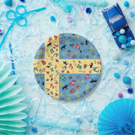 Schwedische Kultureinzelteile mit Flagge Pappteller (Party)