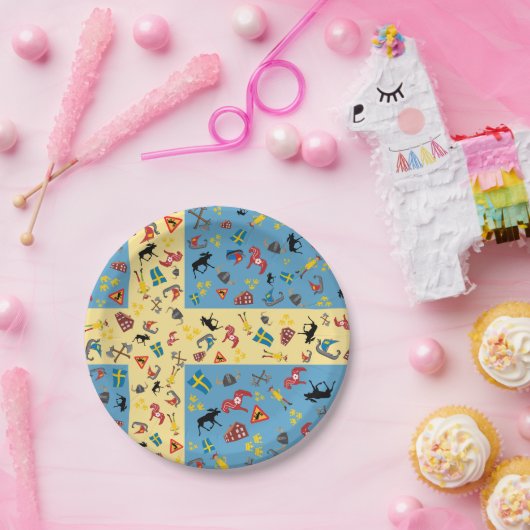 Schwedische Kultureinzelteile mit Flagge Pappteller (Party)