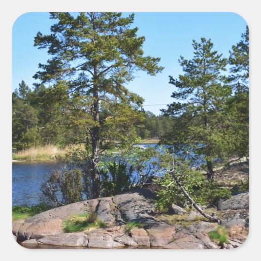 Schwedische Landkarte Quadratischer Aufkleber (Vorderseite)